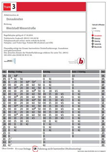 Aushangfahrplan Haltestelle Donauknoten, rot eingekreist Symbol für Stufeneinstieg Aushangfahrplan Haltestelle Donauknoten, rot eingekreist Symbol für Stufeneinstieg